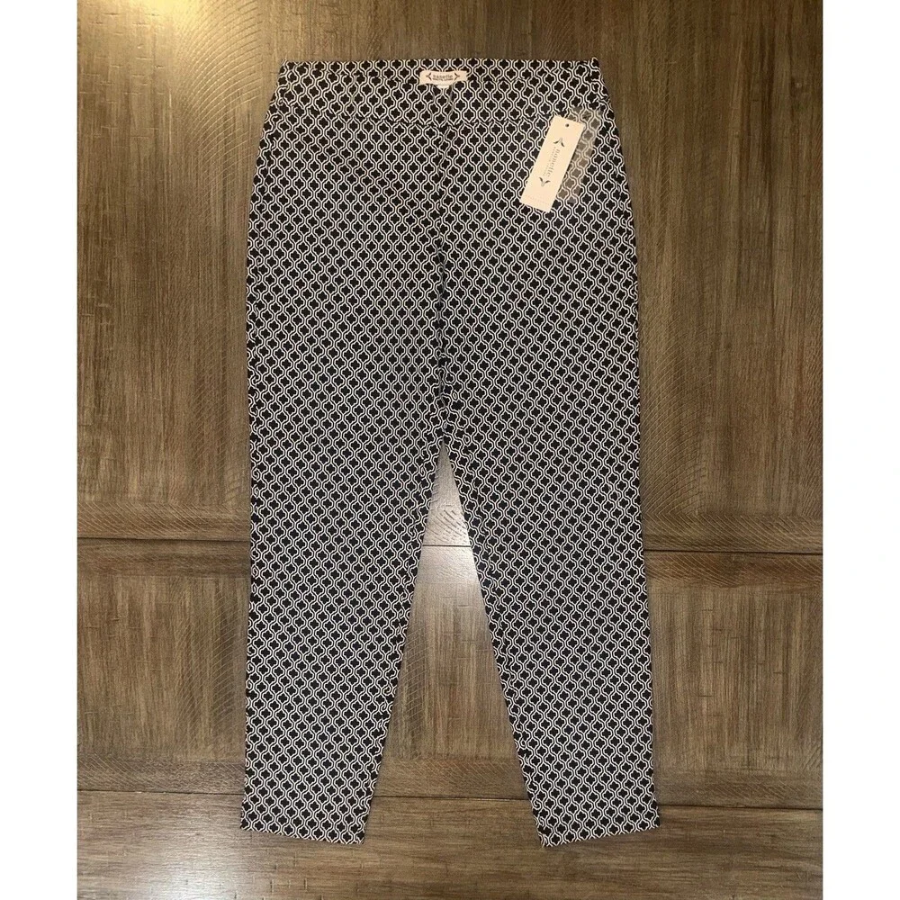 NWT Nanette Lepore Black Spade Print Comfort Pull On Cropped Pant Size 2 NEW $68